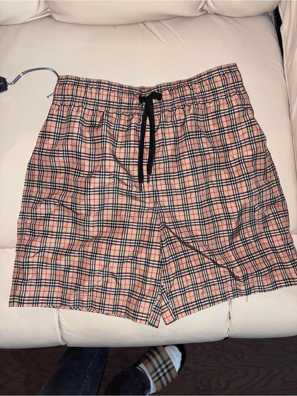Burberry Tan, Black and Red Plaid Shorts